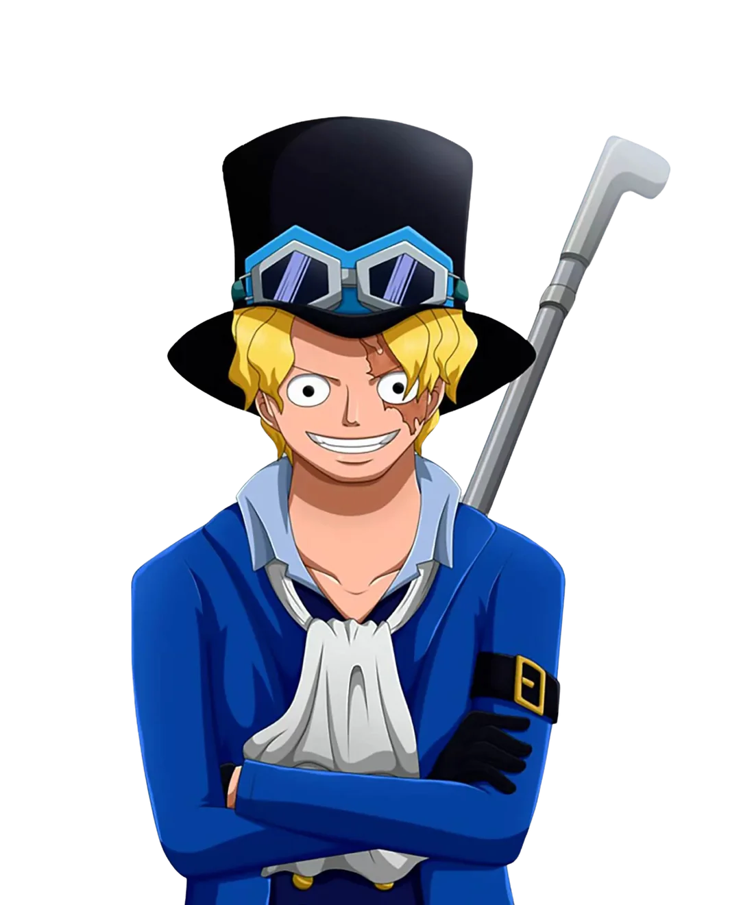 Sabo standing with his staff